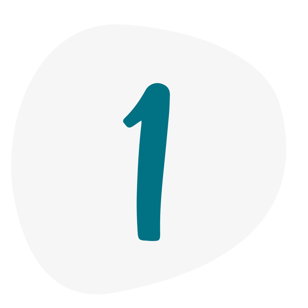 Graphic displaying the number 1 in blue handwriting-style font, each centered inside a white, irregular circular shape. The shapes are evenly spaced across a pale yellow background, suggesting steps in a process or a sequence.