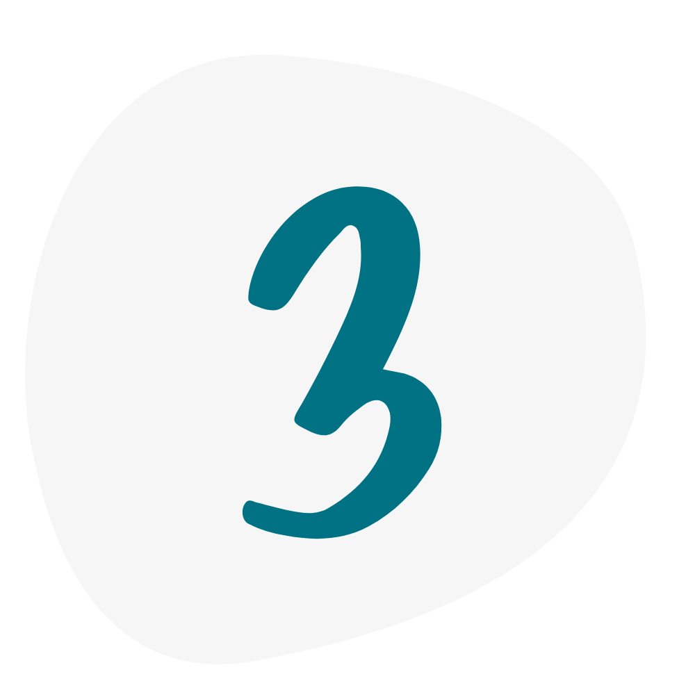 Graphic displaying the number 3 in blue handwriting-style font, each centered inside a white, irregular circular shape. The shapes are evenly spaced across a pale yellow background, suggesting steps in a process or a sequence.